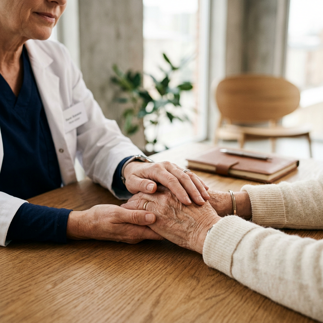 Consulta médica cálida y profesional enfocada en el trato humano.